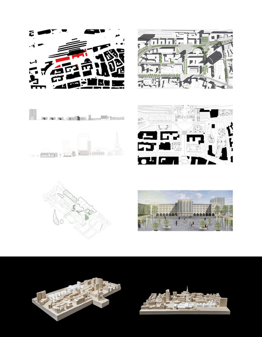 Studentische Arbeiten des Workshops "Internationale Frühjahrsakademie 2025 - Der Bahnhofsvorplatz"