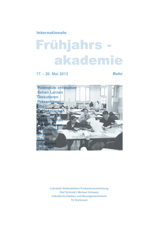 Deckblatt der Aufgabenstellung der Internationalen Frühjahrsakademie Ruhr 2013