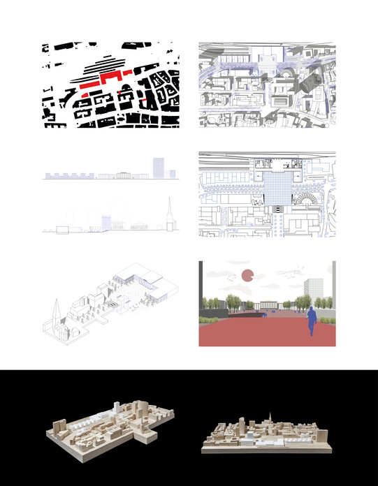 Studentische Arbeiten des Workshops "Internationale Frühjahrsakademie 2025 - Der Bahnhofsvorplatz"